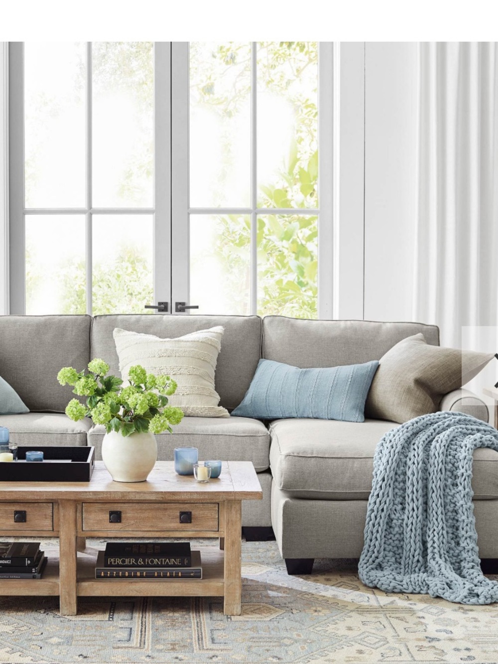 Pottery Barn Chambray Blue Colossal Handknit Throw 44x56” New In Package, $179
